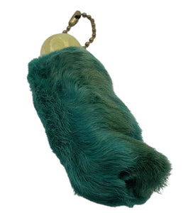 Natural Lucky Rabbit Foot in Dyed Teal With Organza Bag - TaxidermyArtistry