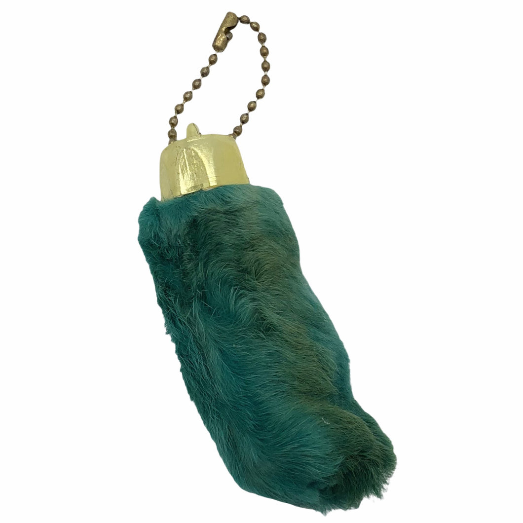 Natural Lucky Rabbit Foot in Dyed Teal With Organza Bag - TaxidermyArtistry
