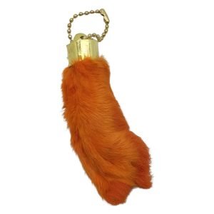 Natural Lucky Rabbit Foot in Dyed Orange With Organza Bag - TaxidermyArtistry